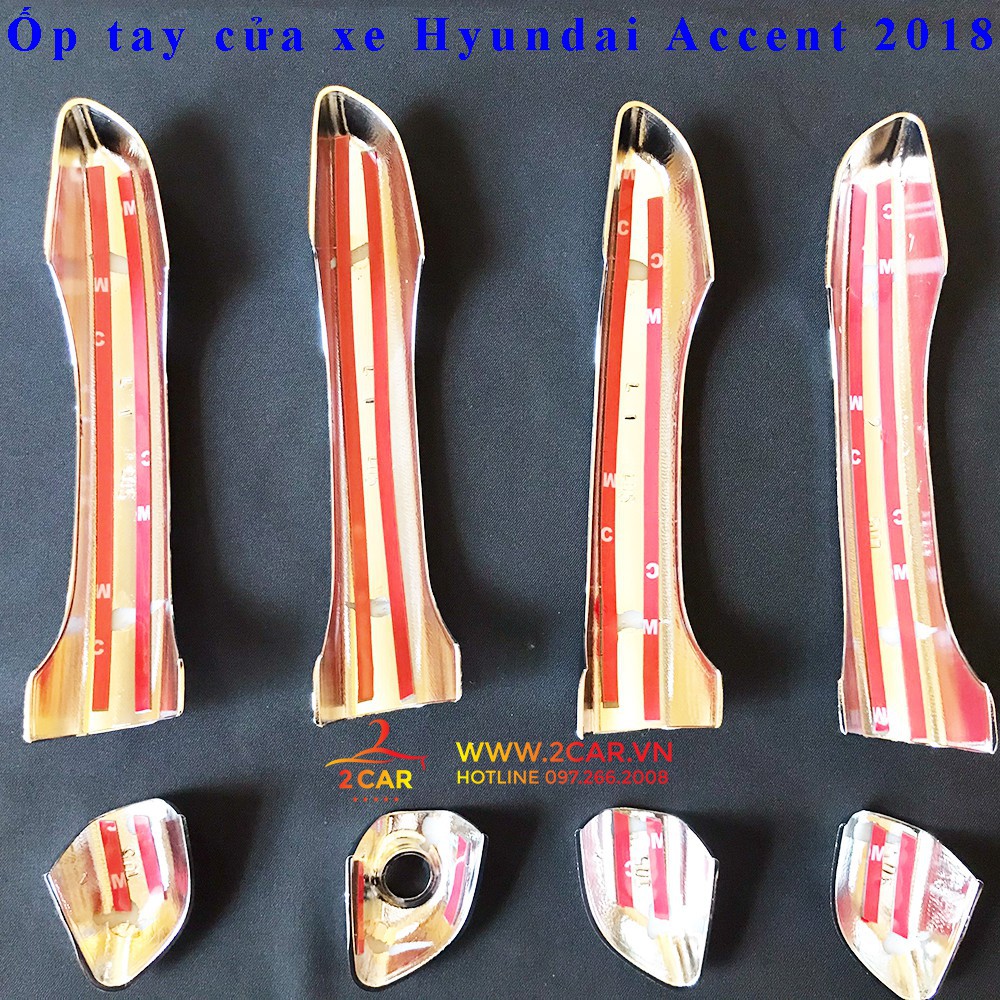 Ốp tay nắm, hõm cửa xe Hyundai Accent 2018- 2019- 2020- 2021 - 2022-2023 Nhựa ABS mạ crom cao cấp