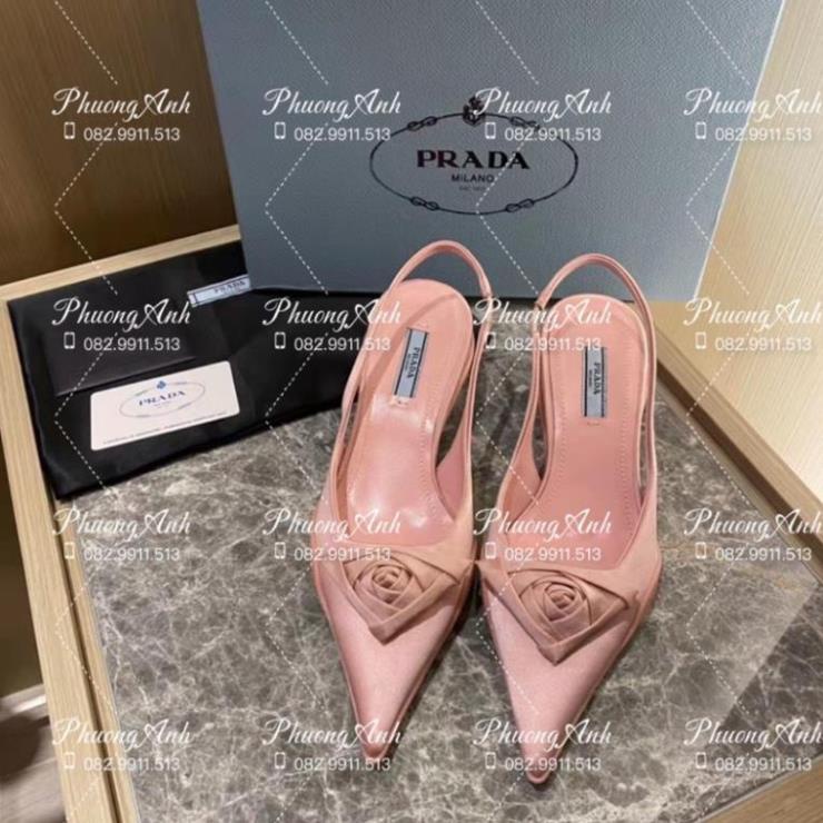 Sandal Prada Lụa 2 Màu Hồng Đen Full Size 35-39