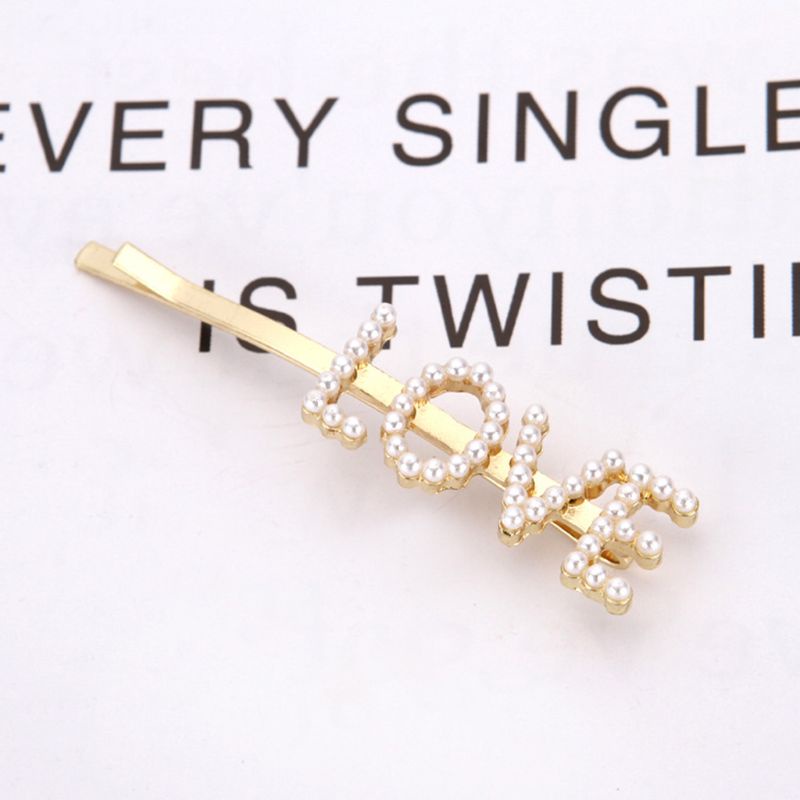 Kẹp Tóc Bằng Hợp Kim Hình Ngôi Sao / Mặt Cười / Chữ Cái Đính Ngọc Trai