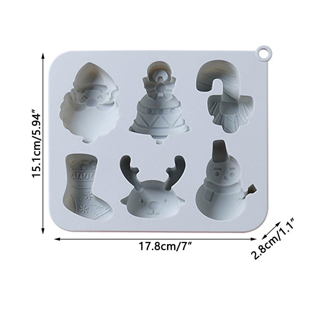Khuôn Silicone Làm Bánh &amp; Xà Phòng 6 Ngăn Hình Người Tuyết &amp; Chuông