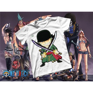 Áo thun Cotton Unisex - Anime - One Piece - Hải tặc roronoa zoro cực ngầu chibi