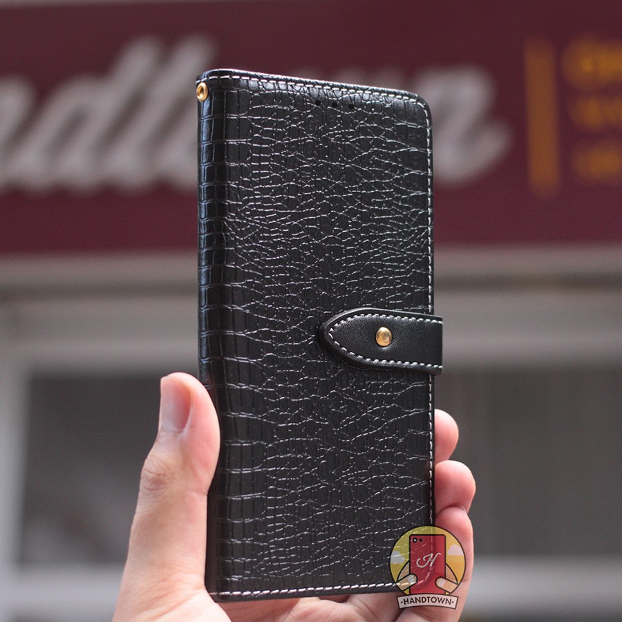 Bao da kiêm ví đựng thẻ Realme 3 Pro / Realme X Lite vân cá sấu