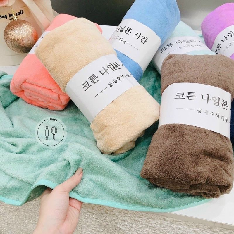 Khăn tắm lông cừu Hàn Quốc cao cấp chất bông siêu mềm mịn,thấm nước tốt,an toàn cho da-Khăn tắm cho mẹ và bé spa size to
