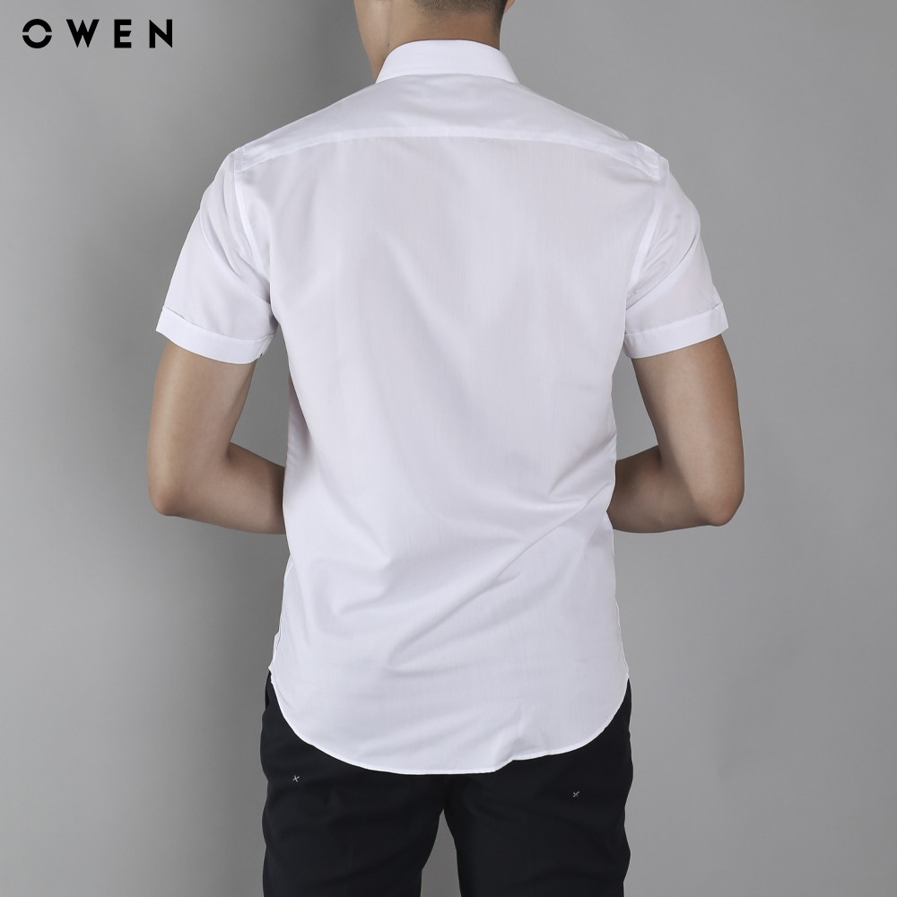 Áo sơmi nam ngắn tay Owen Nano Slimfit màu trắng - AS90782N1
