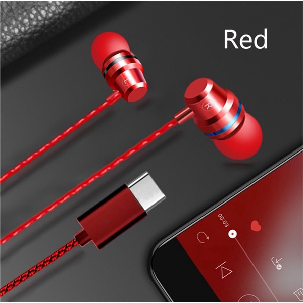 Wemitom  Dynamic Drive HiFi USB-C Earbuds In-ear Bass Metal Sport Gaming Headset with Mic for Xiaomi Huawei Letv