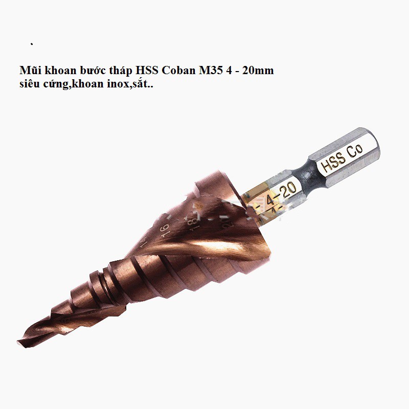 Mũi khoan bước tháp HSS 4-20mm  siêu cứng