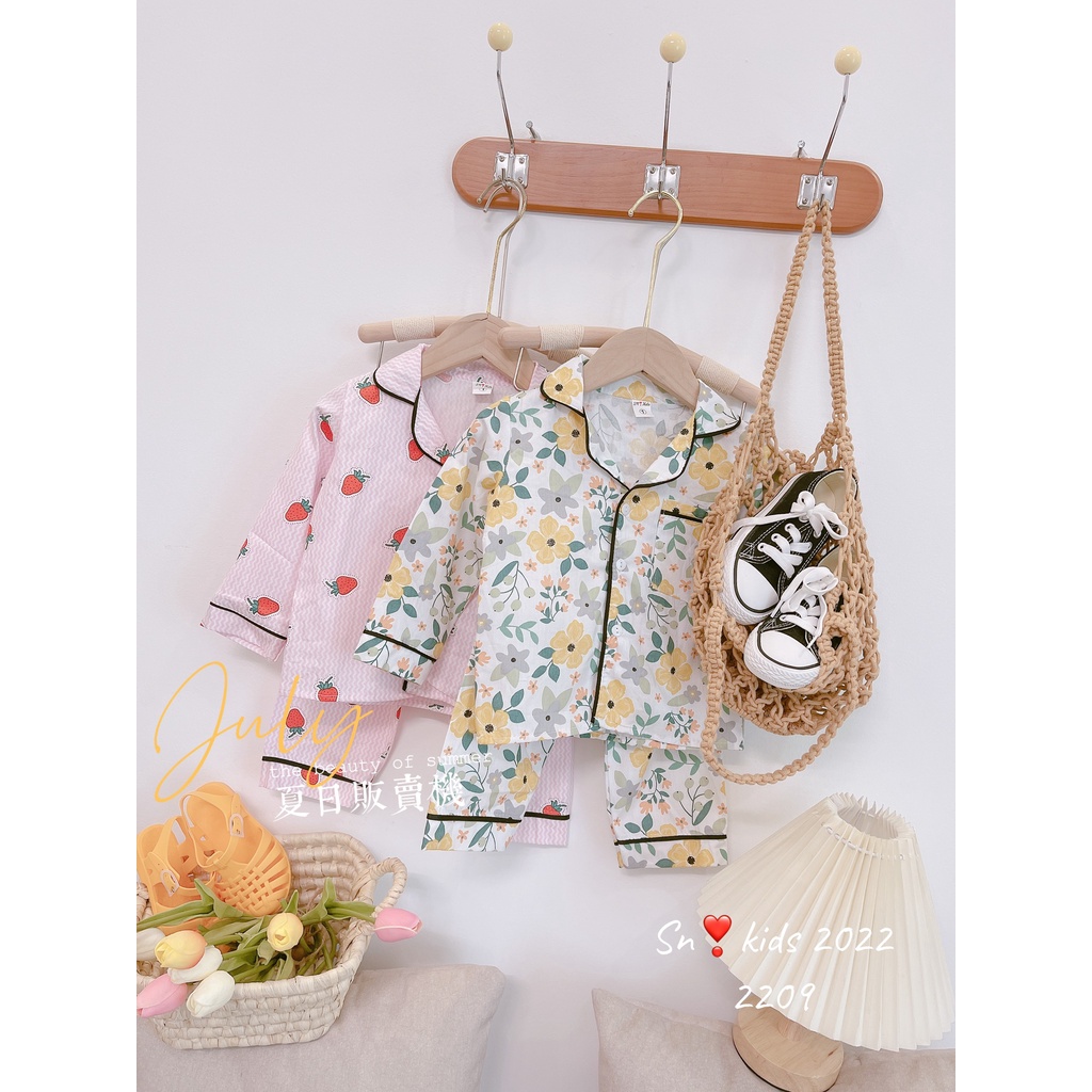 Pijama dài tay cho bé, bộ đồ ngủ pijama chất vải thô lụa xịn xò, mềm mại cho bé gái