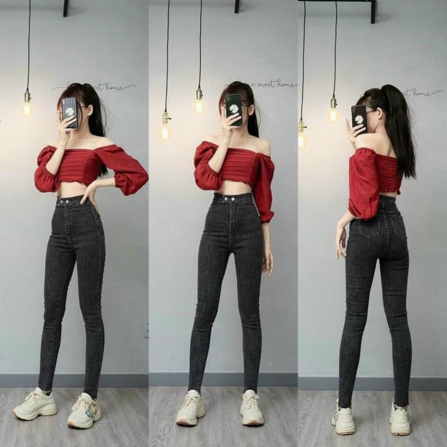 SẴN Quần Jean Nữ Lưng Cao ❤️FREESHIP❤️ Quần Bò Nữ Phối Rách Ôm Dáng Xinh Xắn Thời Trang Chuẩn Hàng Shop Gemini - QJNU10