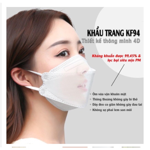 Khẩu Trang KF94 4 lớp công nghệ Hàn Quốc Chống Bụi Mịn Và Kháng Khuẩn