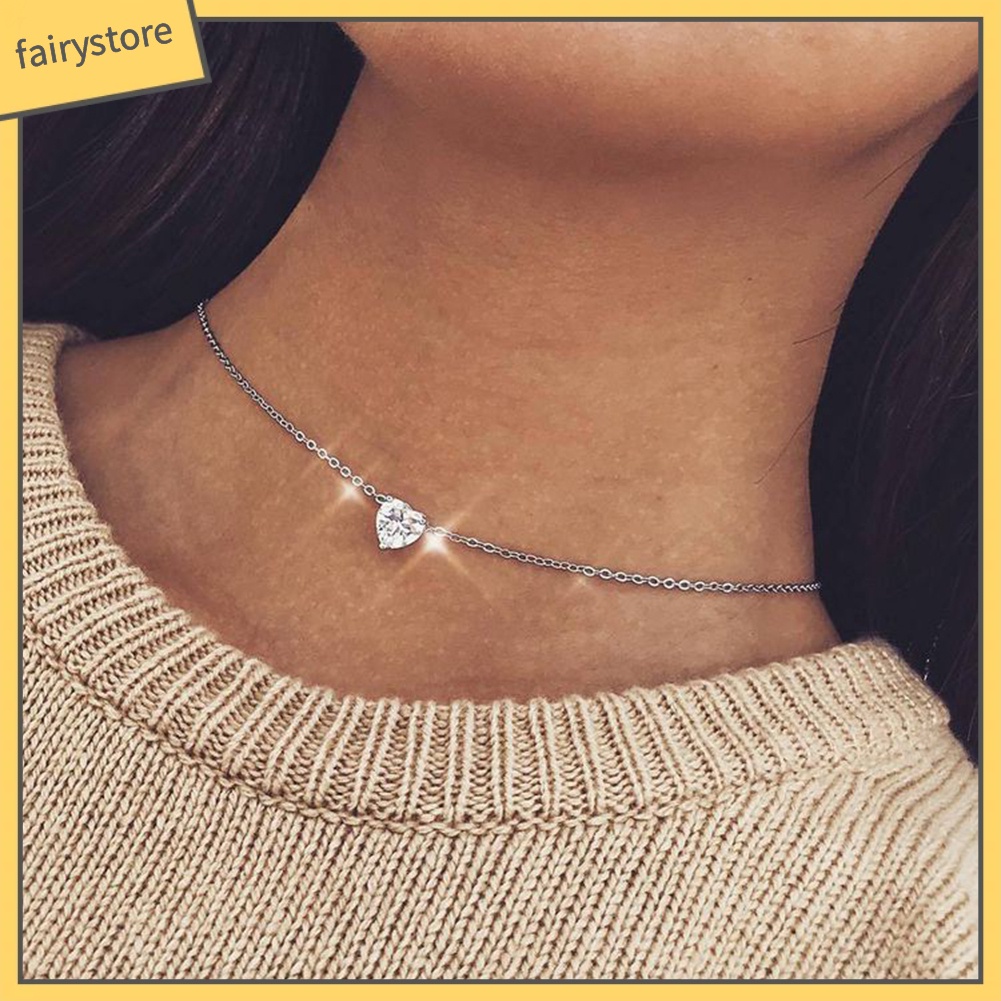 Vòng cổ choker hình trái tim đính đá thời trang cho nữ