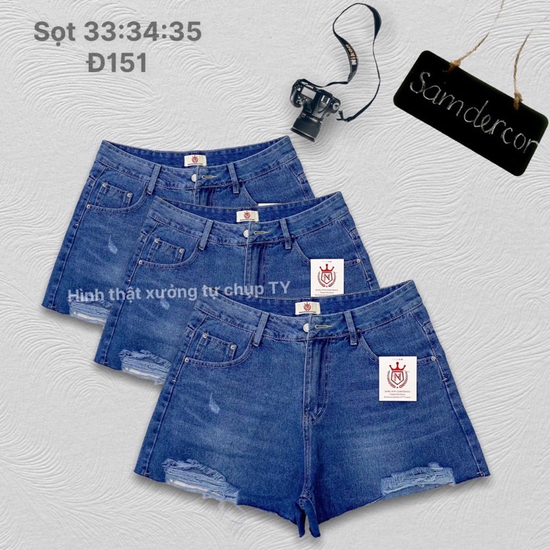 Quần short Jean Denim basic nữ lưng cao có túi size đại - Tiên Nguyễn Big Size