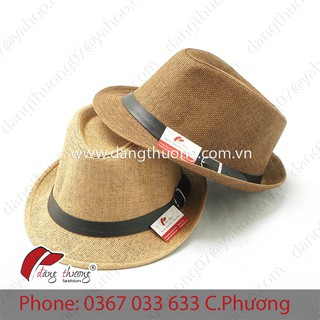 Mũ nón phớt Fedora chất liệu CÓI cao cấp màu NÂU + KEM (CÓ CLIP)