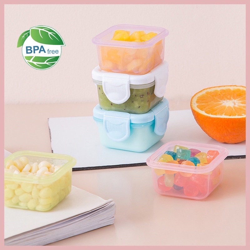 Hộp trữ đông có nắp khoá 4 chiều bảo quản đồ ăn dặm cho bé (hộp 60ml)