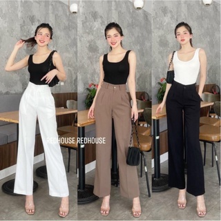 Mã 188 - Quần Ống rộng xuông nữ cạp cao, quần culottes rộng dài 1 cúc