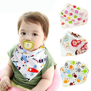 SET 10 Yếm Cotton Tam Giác Cúc Bấm In Hình Cho Bé