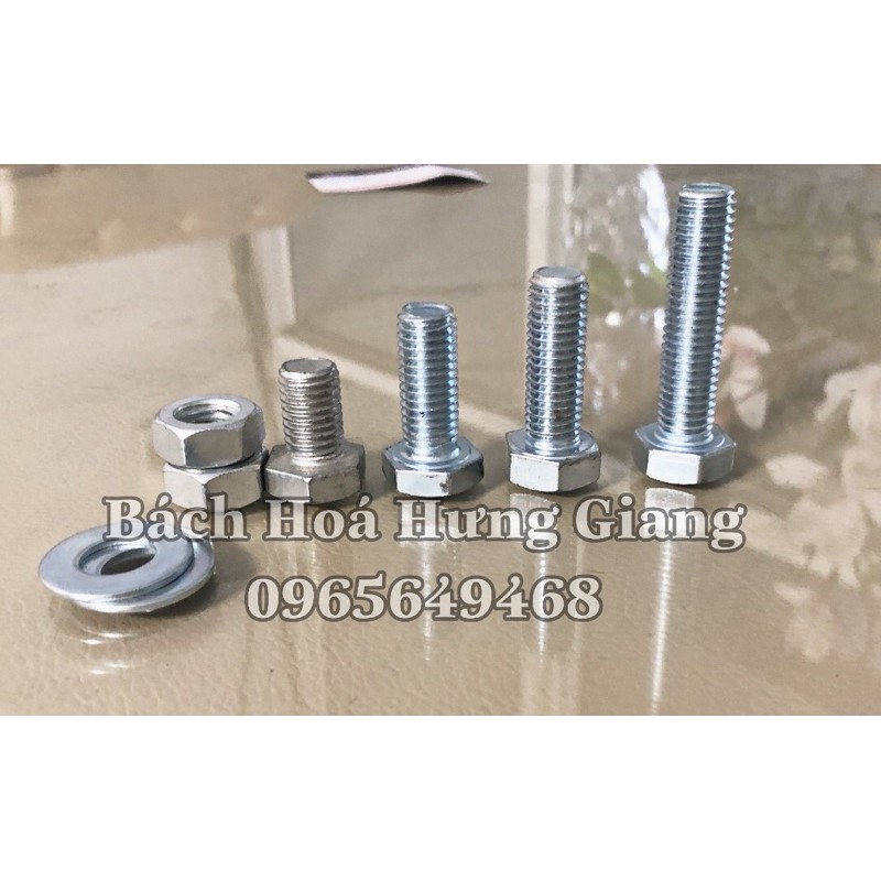 [Tặng ÊCu] Bulong M12x2mm,3mm,4mm,5mm,6mm Đầu Vặn Cờ Lê Tặng Kèm Êcu Long Đen