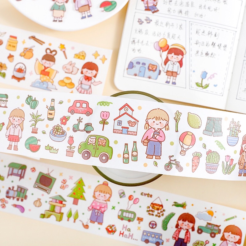 💥Zaomo Washi Miếng Dán Sticker Dài Trang Trí Hình Chữ Nhật💥