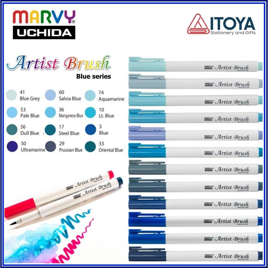 Bút cọ màu Marvy Artist Brush 1100 (Blue series)