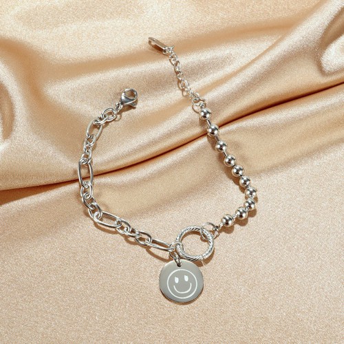 Lắc Tay Bi Dây Xích Mặt Cười Titan Ko Đen TT 3205