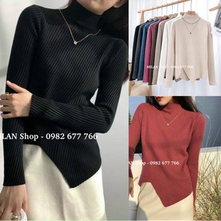 Áo len dài tay cổ 5p kèm dây chuyền thời trang
