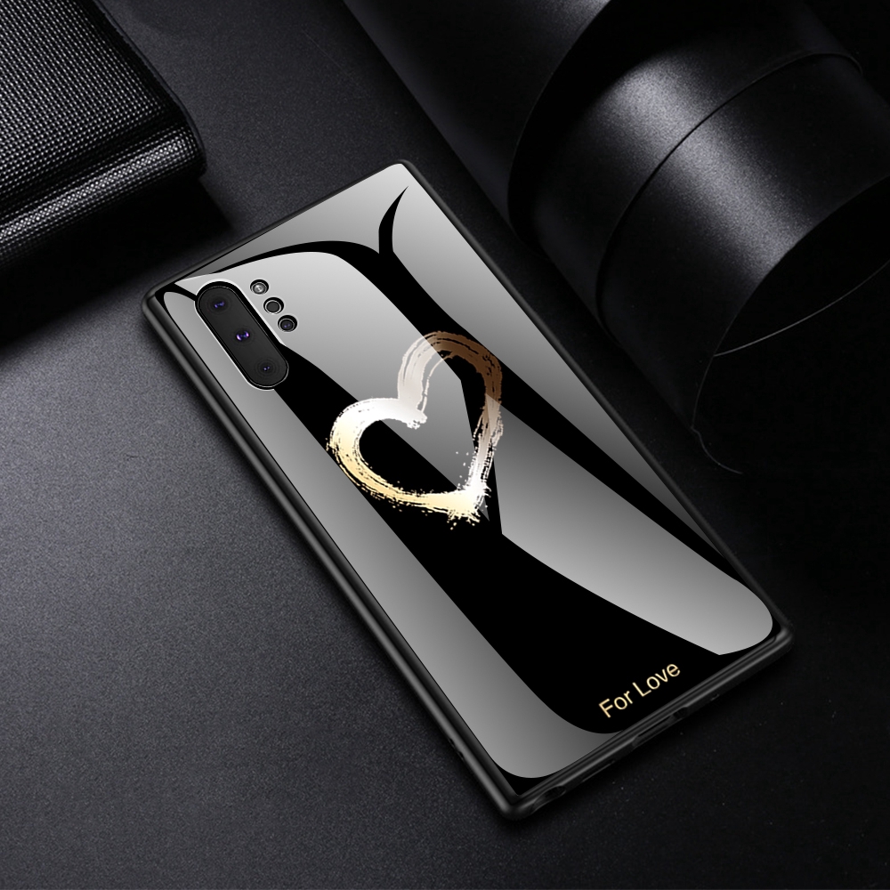 Ốp điện thoại mặt kính cường lực hình trái tim chim hồng hạc cho Samsung Galaxy Note 10 Plus / Note 10 | BigBuy360 - bigbuy360.vn