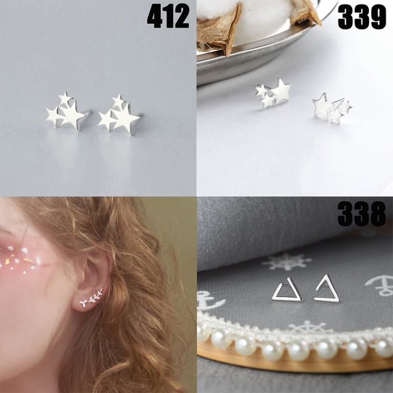 (gg1)  Khuyên tai mạ bạc nhiều mẫu thời trang tùy chọn dành cho phái đẹp