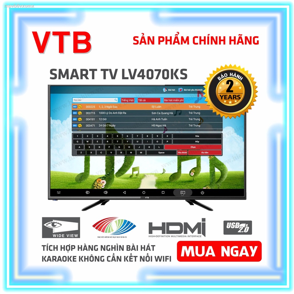 ✗☇Smart Karaoke TV VTB 40 inch Kết nối Wifi LV4070KS ( FHD, Android, Youtube, Tích hợp DVB-T2, Karaoke Offline ) - Bảo H