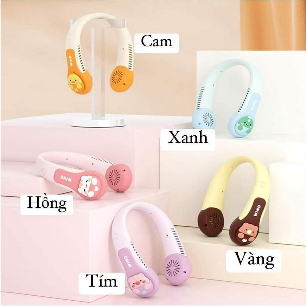Quạt Đeo Cổ Mini Không Cánh Hình Thú 3D - Quạt Mini Cho Người Lớn/Bé Sạc Tích Điện Dụng Lượng Pin 4000mAH 3 Cấp Độ Gió