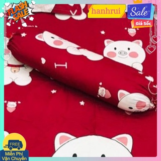 Vỏ gối ôm cotton poly 30x100cm mẫu heo đỏ