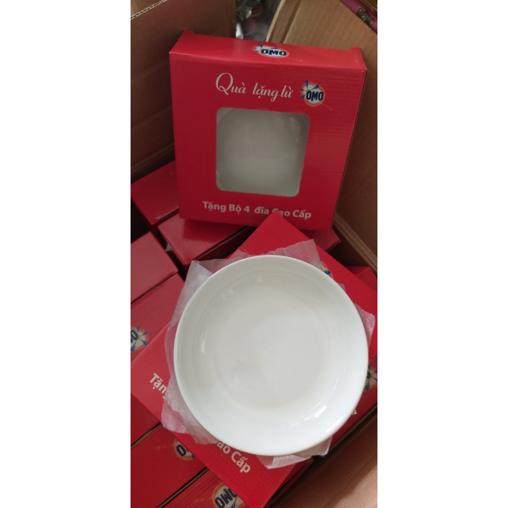 Đĩa trắng 7 inch quà tặng omo - dĩa sứ trắng 18cm