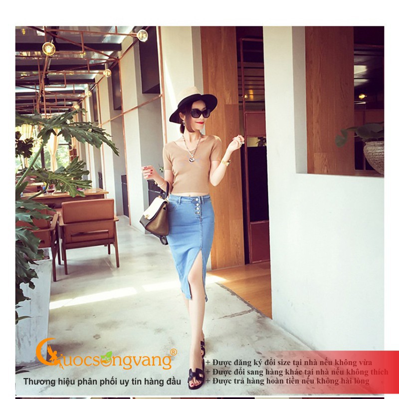 Chân váy jean nhiều nút chân váy bút chì chất đẹp GLV174 -Hàng nhập khẩu | BigBuy360 - bigbuy360.vn