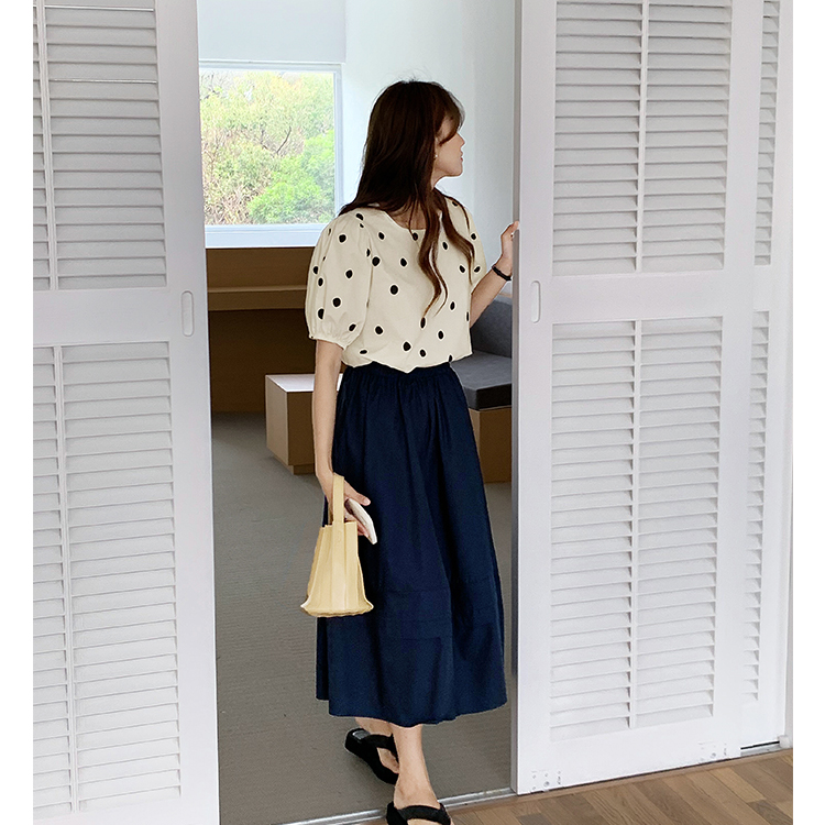 SUXI Áo Lửng Tay Ngắn Chấm Bi Thời Trang Dành Cho Nữ