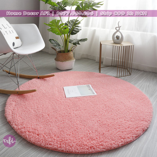 Thảm lông trải sàn hình tròn màu Hồng nhạt 80cm và 1m | Dày êm đẹp giá rẻ cho phòng khách, phòng ngủ