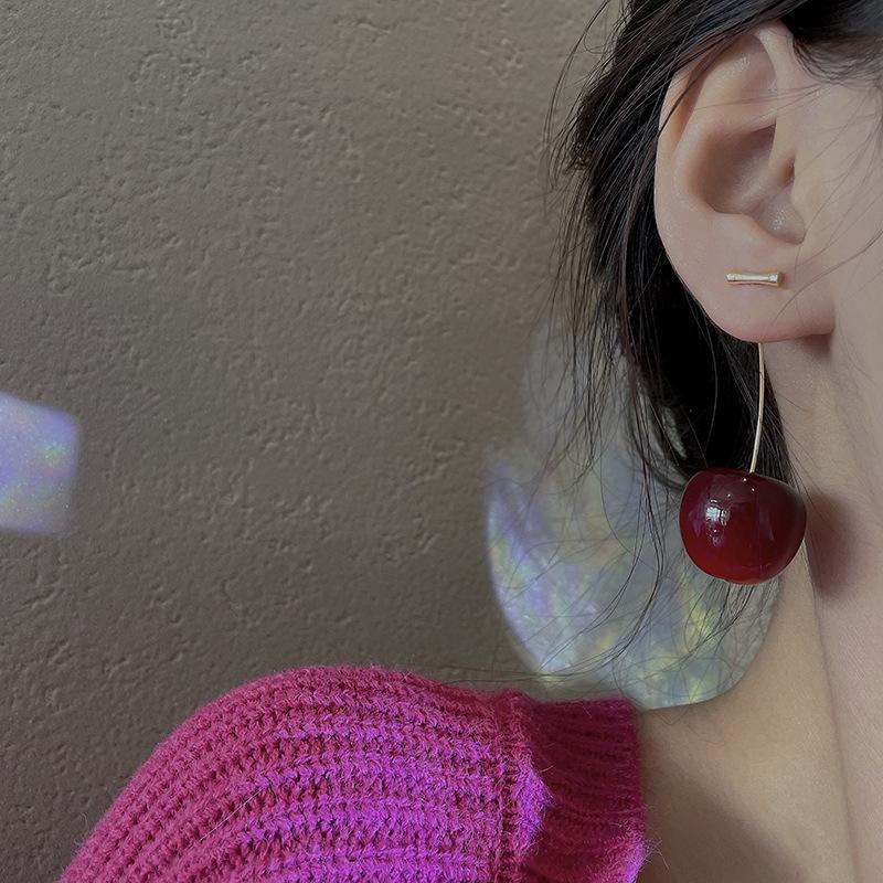 Khuyên tai, bông tai hình quả cherry đỏ cá tính nynk.accessories