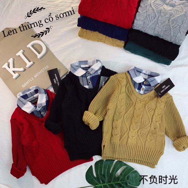 Áo len cổ sơ mi cho bé trai