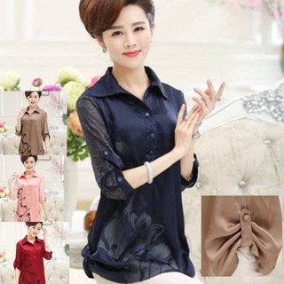 Áo Kiểu Tay Dài Thời Trang Hè Thu Cho Phụ Nữ Trung Niên 40 50 Tuổi