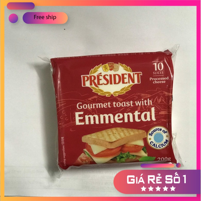 Phô mai thếp Toast with Emmental hiệu President 200g