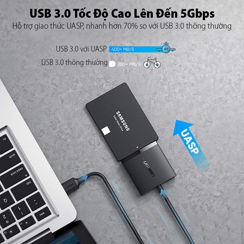 USB 3.0 to SATA Ugreen 60561 hỗ trợ đọc ổ HDD/SSD, 2.5”/3.5” | BigBuy360 - bigbuy360.vn