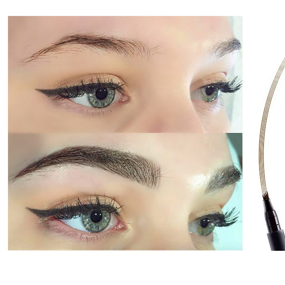 1 Bút Kẻ Lông Mày Lulaa/1 Cây Bút Phẩy Sợi Đầu 4 Ngạnh Màu Đen/Nâu Tự Nhiên Kháng Nước Lâu Trôi