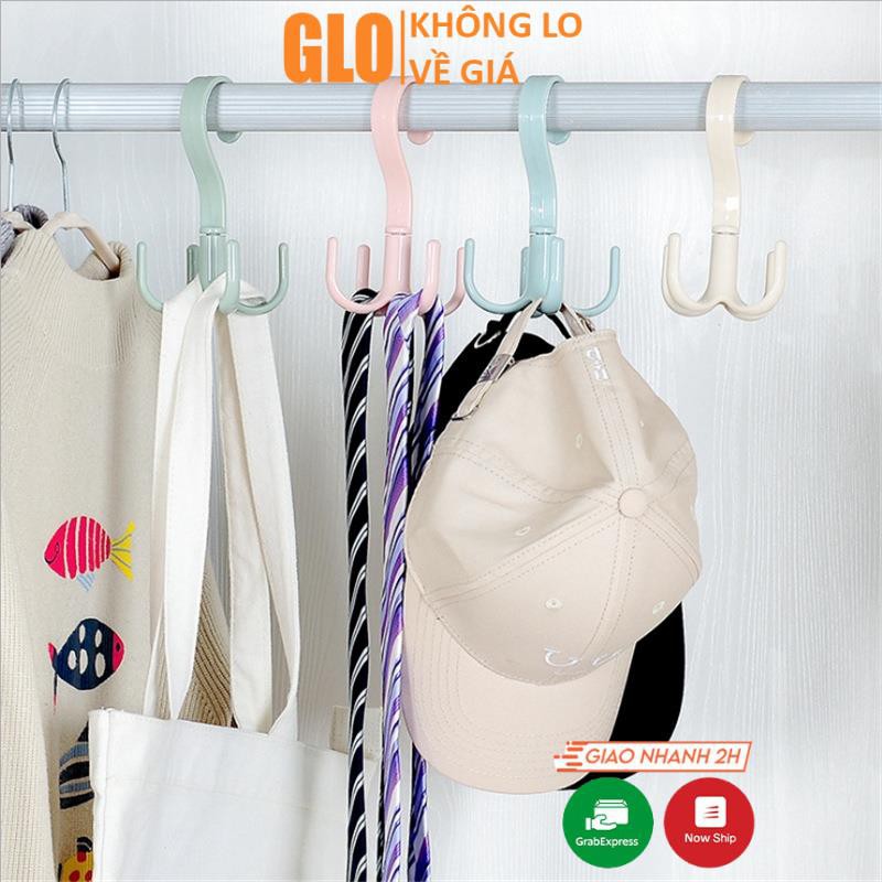 Móc Nhựa Xoay 360 Độ 4 Chấu Tiện Dụng Treo Đồ, Phơi Quần Áo, Túi, Thắt Lưng, Giày Dép, Khăn Chịu Lực Cao