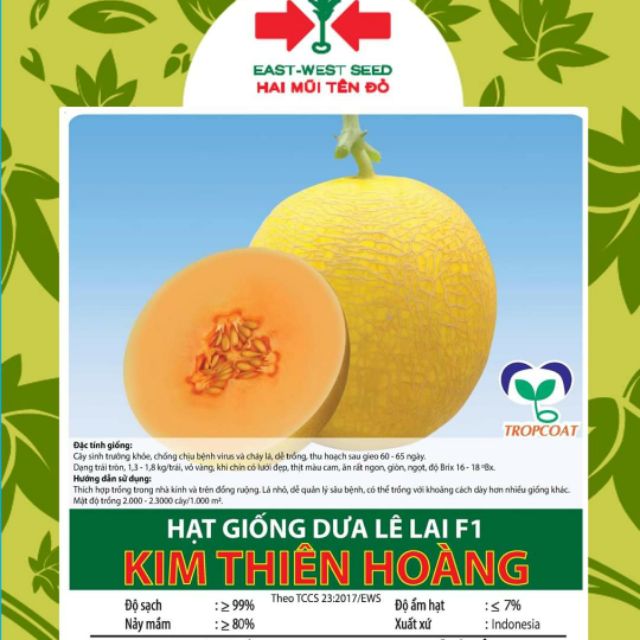 Dưa lê lai F1 Kim Hoàng Hậu  (500 hạt) - Công Ty Hai Mũi Tên Đỏ