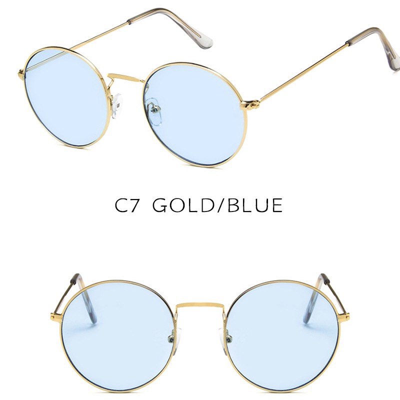 Kính mát retro thời trang Hàn Quốc gọng tròn kim loại màu kẹo chống tia UV400 thời trang nam nữ