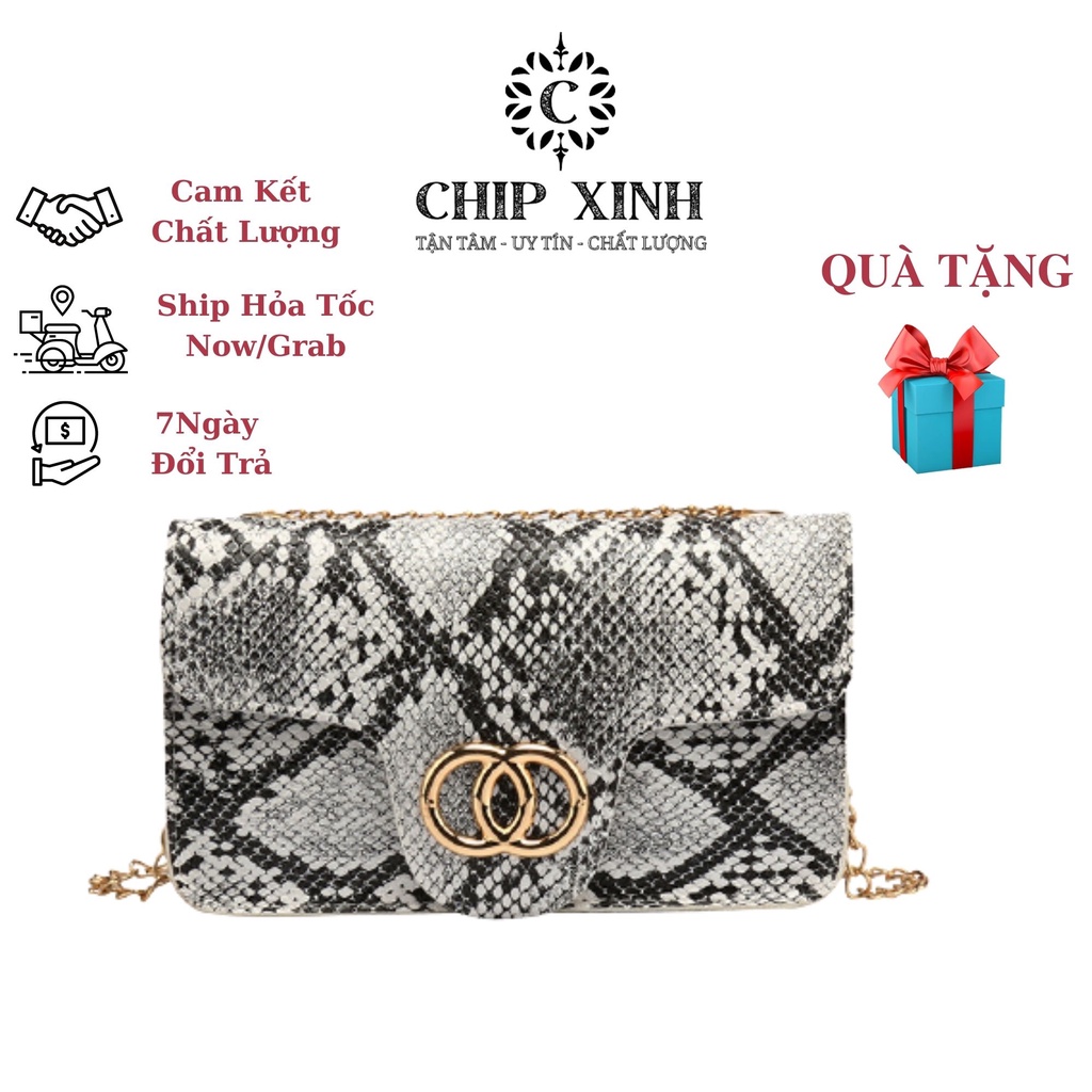 Túi xách nữ đeo chéo mini họa tiết da trăn phong cách Retro- DC08 túi đeo vai - TX Chip Xinh