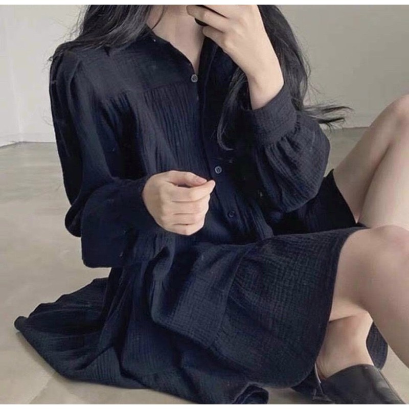 Áo Kiểu MIO OVERSIZE SHIRT thiết kế tay dài  chất vải tầm xước thoáng mát form chuẩn dễ mix &amp; match