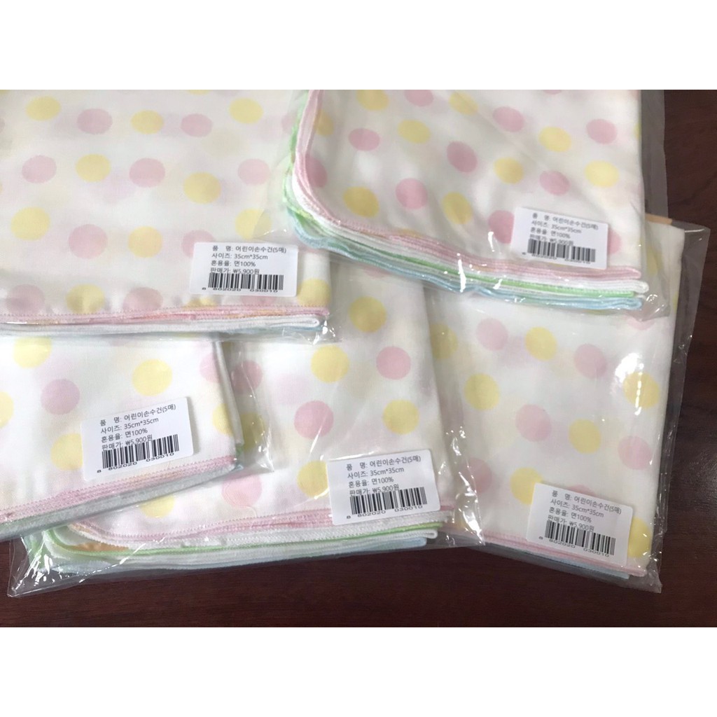 Set 5 khăn sữa xuất Hàn hãng Issop