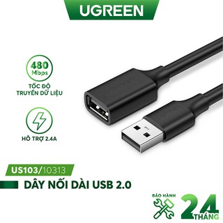 Dây USB 2.0 nối dài UGREEN US103 dùng cho PC, Laptop, Macbook hàng chính hãng