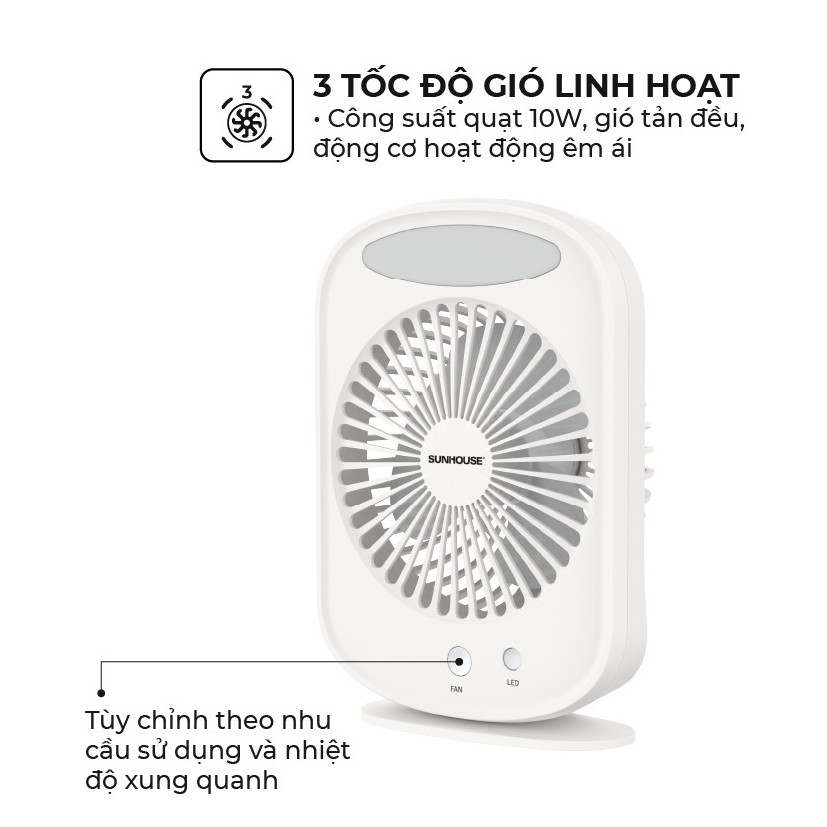 [MKB Gift] Quạt sạc mini SUNHOUSE SHD7110