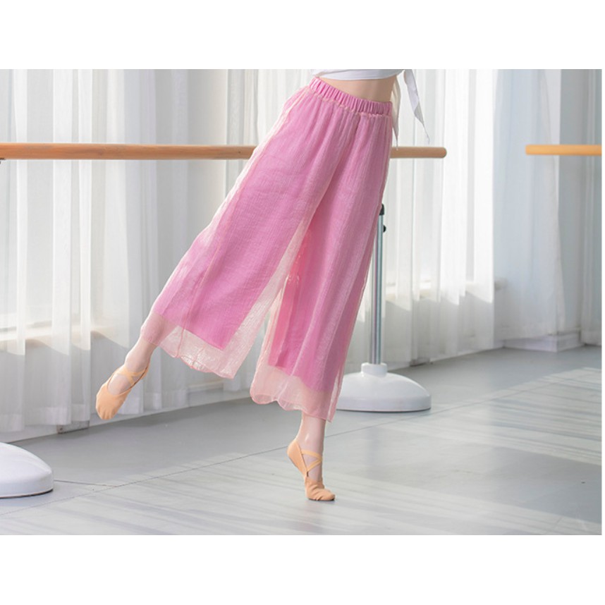 Quần múa 2 lớp ống rộng Q16 (có sẵn màu hồng)