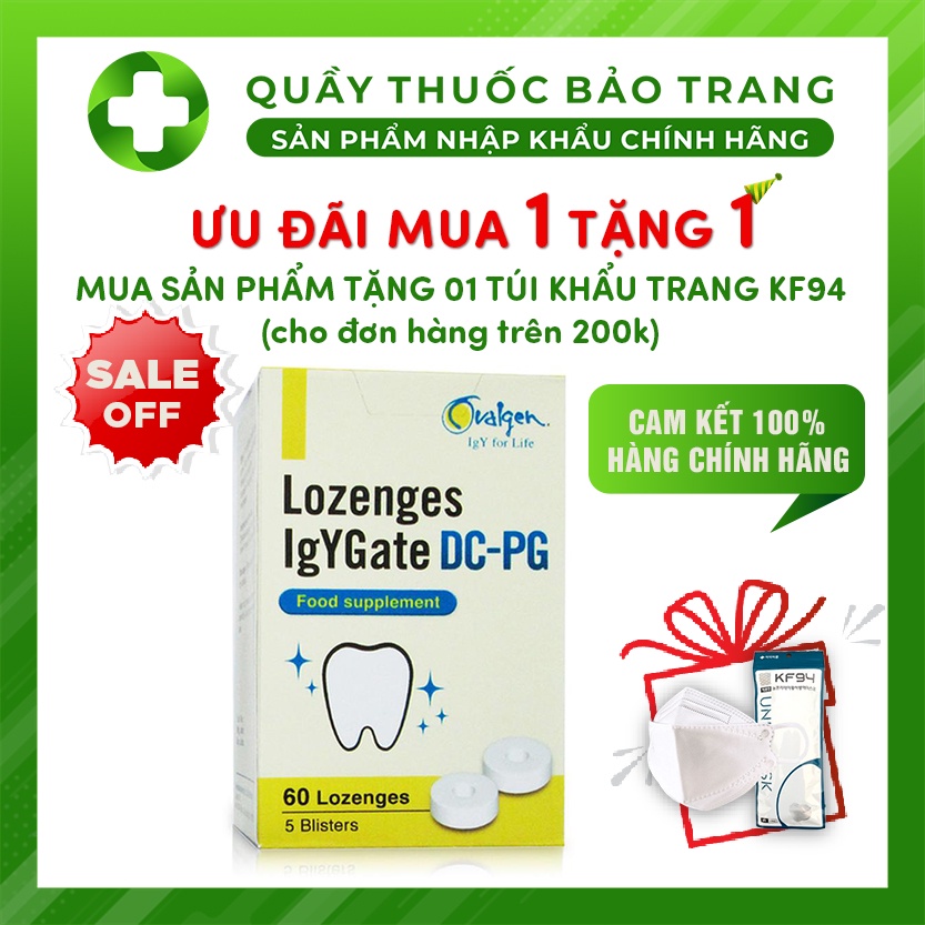 Viên ngậm IgYGate DC-PG hộp 60 viên chống sâu răng Nhật Bản