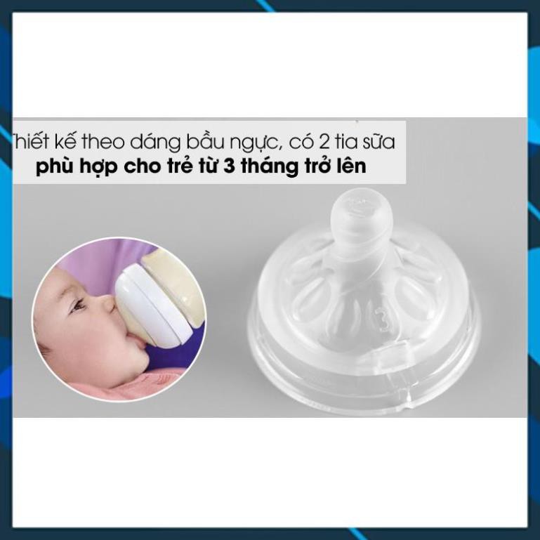 Núm ti silicone Philips Avent Natural cho trẻ từ 3 tháng tuổi (Vỉ 2 núm) sản phẩm chính hãng